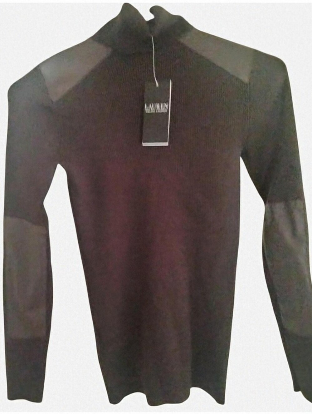 NWT Ralph Lauren Ribbed Turtleneck Shoulder Elbow Patches Sweater